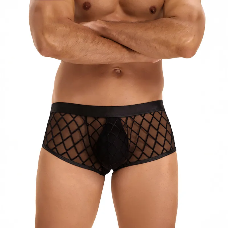 [746239001003] Boxer homme Résille avec losanges (S)