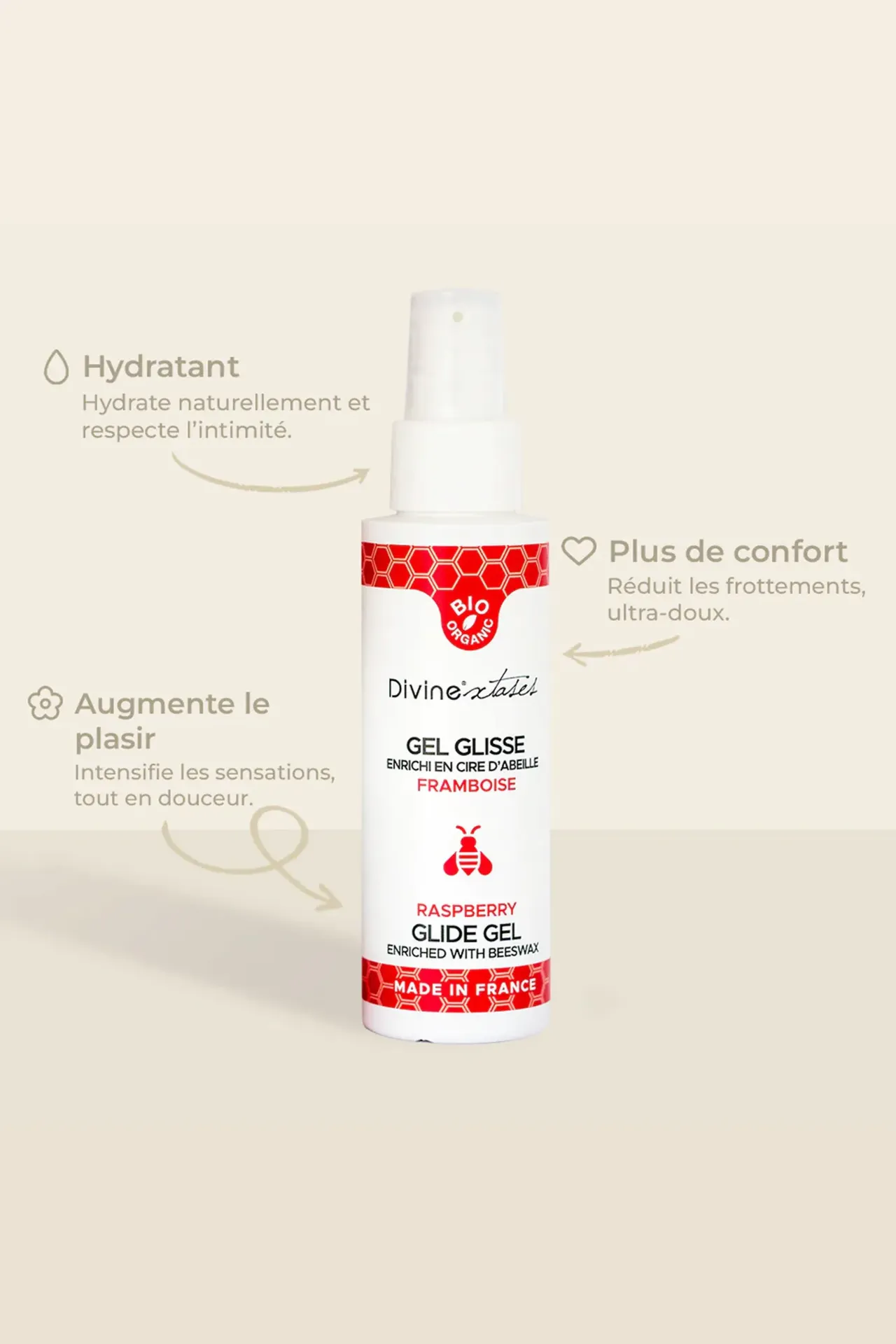 [805061] Gel Glisse - Lubrifiant framboise 100% BIO - 100ML
