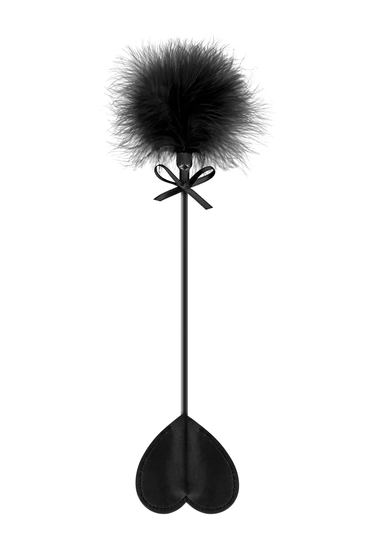[5700760010] Cravache BDSM avec tapette cœur et plumeau noir