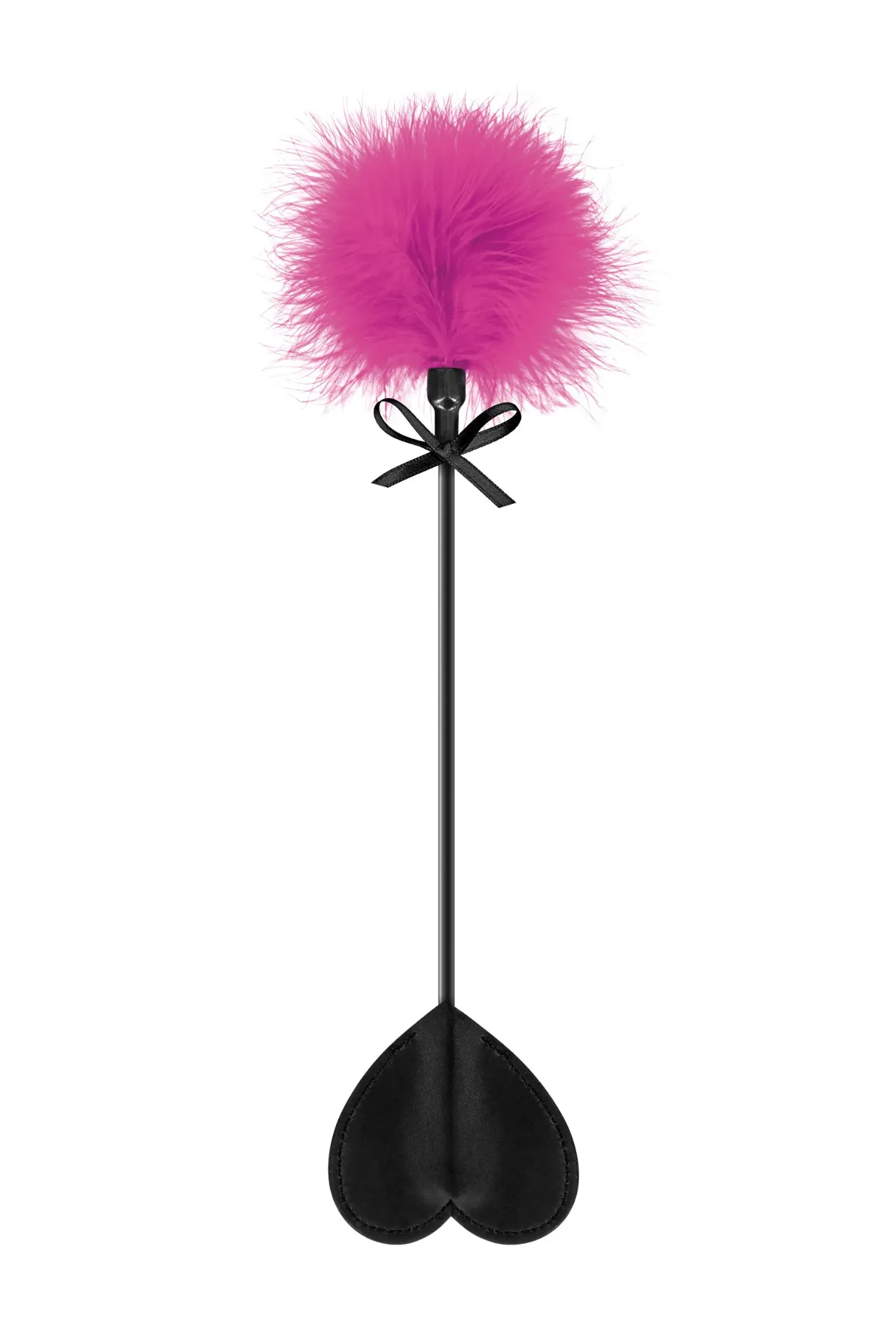[5700760201] Cravache BDSM avec tapette cœur et plumeau rose