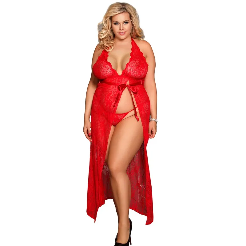 [OH80337P] Nuisette longue et fendue - Grande taille (2XL / 3XL)